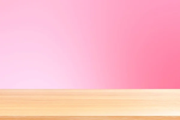 Empty Wood Table Floors Gradient Pink Soft Background Wood Table — Stockfoto
