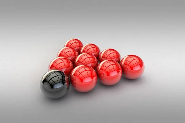 Rendering Glossy Balls Red Black Color Reflective Surface — Stockfoto