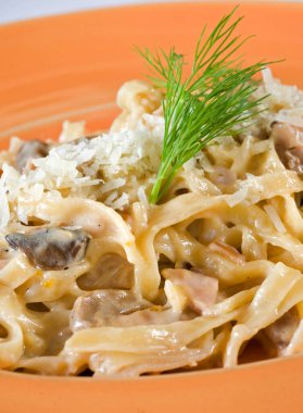 close-up shot of delicious Italian pasta