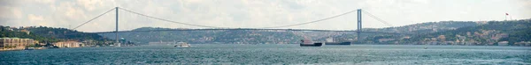 Большой Подвесной Мост Через Реку — стоковое фото