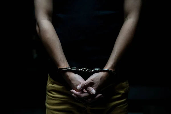 Geboeid Aan Een Gevangene Waren Mannelijke Gevangenen Geboeid — Stockfoto