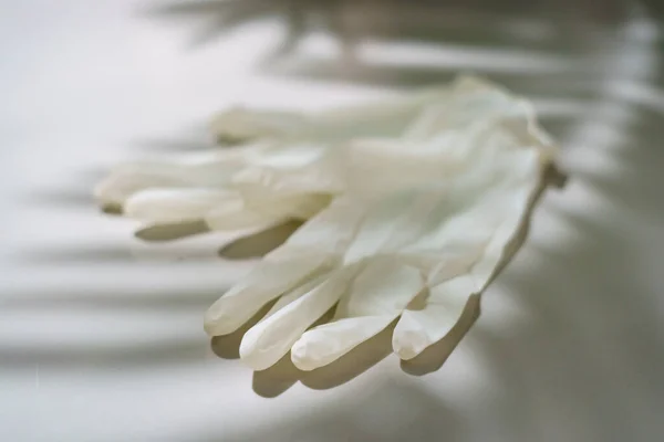 Pair White Latex Medical Gloves — Stok fotoğraf