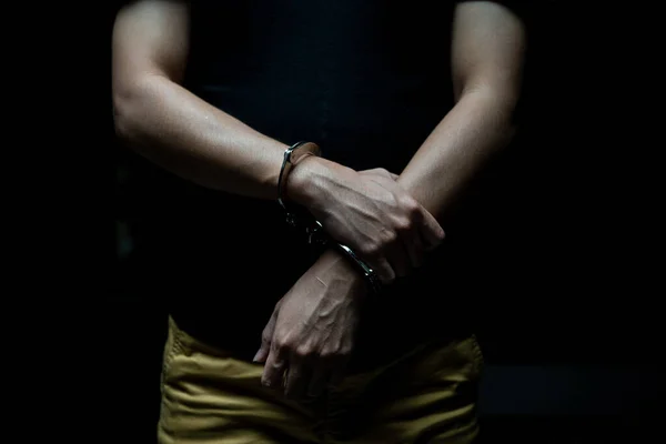 Handcuffed Prisoner Male Prisoners Were Handcuff — Stock Photo, Image