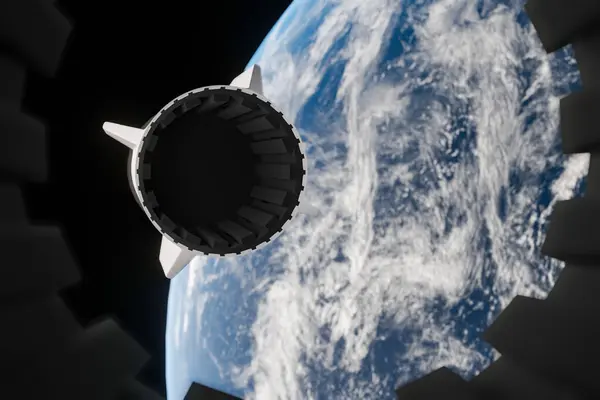 Space Shuttle Rakete Verstärkt Trennung Über Wolken Rendering — Stockfoto