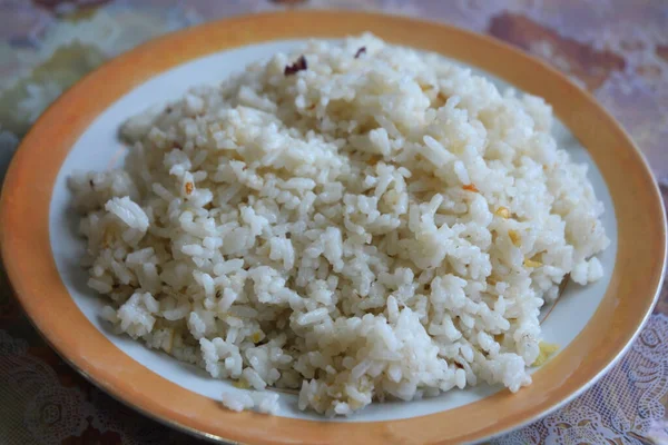 Sarımsaklı Pirinç Yakın Çekim — Stok fotoğraf