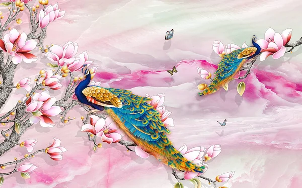 Flower Peacock Background Wall — Stock Photo, Image
