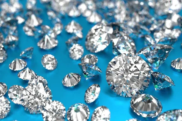 Bellissimi Diamanti Lusso Sfondo Blu — Foto Stock