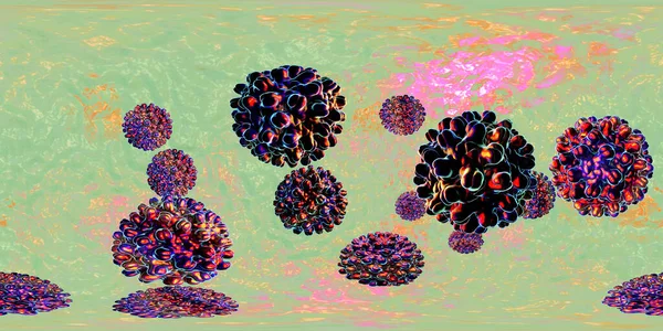 Vista Panorâmica 360 Graus Dos Vírus Hepatite Ilustração — Fotografia de Stock