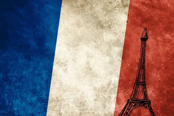 Eiffeltorn Med Frankrike Flagga — Stockfoto
