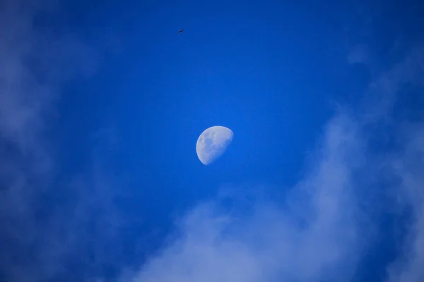 Céu Dia Com Lua Ciência Astronomia — Fotografia de Stock