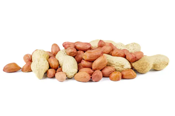 Pile Raw Shelled Unshelled Peanuts — Stock Photo, Image