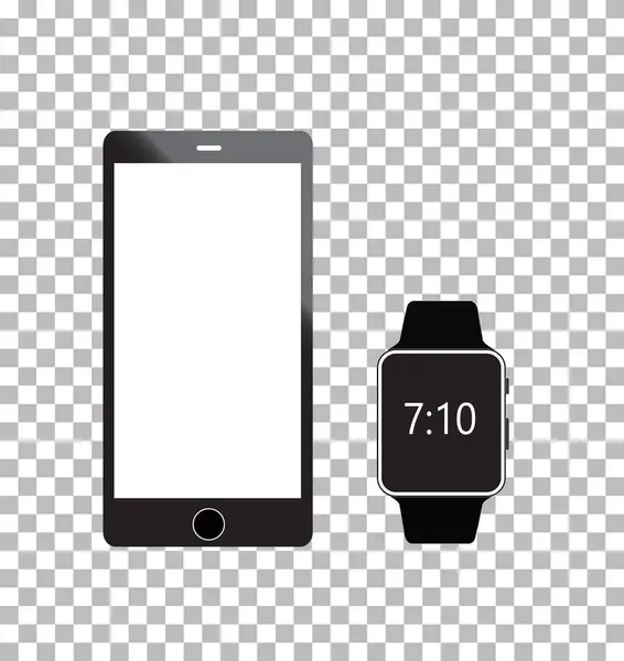 Smartphone and Digital Smart watch icon on transparent background