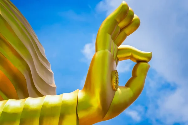 Mano Big Goldden Buddha Statua Del Tempio Chareon Rat Bamrung — Foto Stock