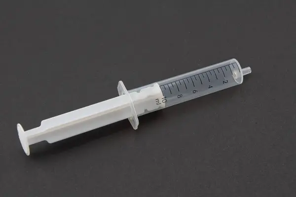 White Clear Plastic Syringe Black — Stock Photo, Image