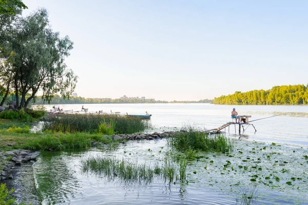 Malerische Aufnahme Der Schönen Landschaft Des Flusses Dnipro Kiew — Stockfoto