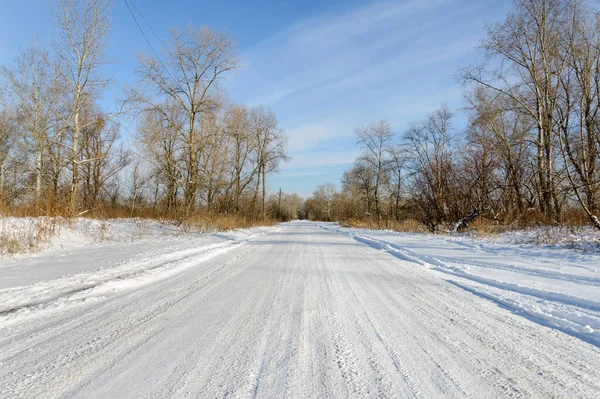 Straße Von Schnee Bedeckt — Stockfoto