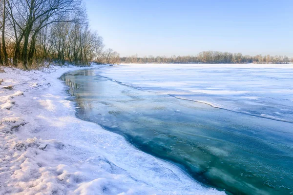 Frozen Water Ice Dnipro River — Stock Photo, Image
