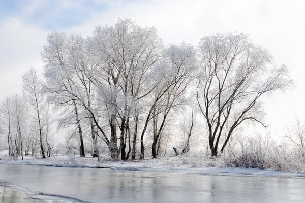 第聂伯河上的冰冷的水 雪和冰 — 图库照片