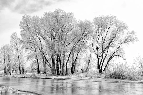 Agua Congelada Nieve Hielo Río Dnipro — Foto de Stock