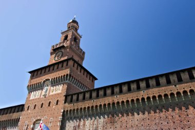 Milano 'daki Sforza Kalesi' nin güzel manzarası.