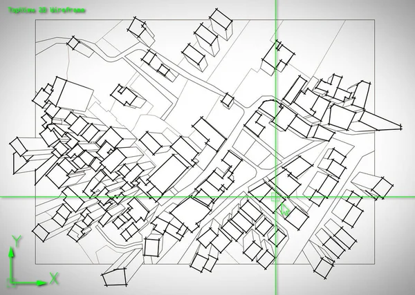 Fantasievoller Stadtplan Eines Territoriums Mit Gebäuden — Stockfoto