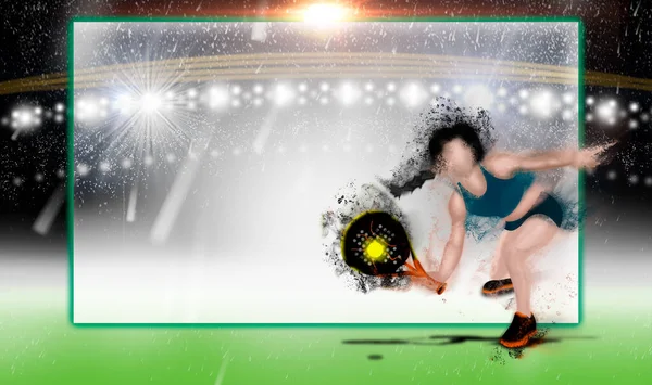 Иллюстрация Изображающая Игрока Ударяющего Ракеткой Мячу Концепция Спорта Здоровья Благополучия — стоковое фото