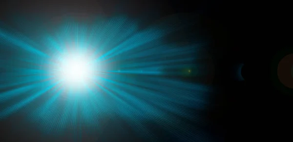 Czarne Tło Jasnoniebieskim Błyskiem Aureolą Światła Zasoby Graficzne Streszczenie Niebieski — Zdjęcie stockowe