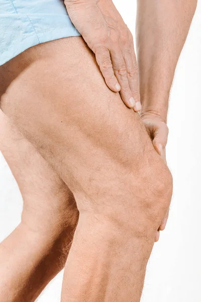 Athlete Man Feeling Pain Knee Quadriceps — Fotografia de Stock