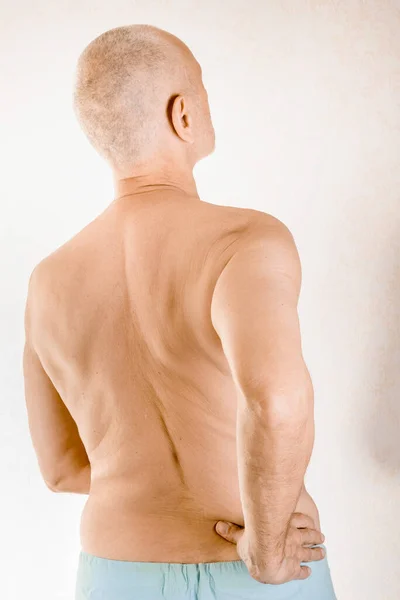 Disparo Primer Plano Del Hombre Que Sufre Dolor Espalda Baja —  Fotos de Stock
