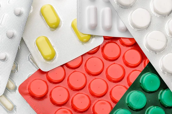 Buborékfólia Gyógyszerészeti Tabletták — Stock Fotó
