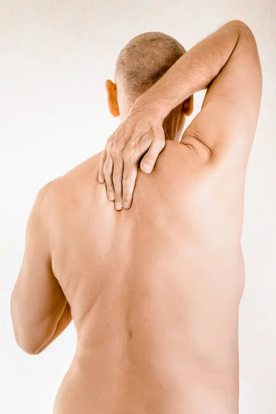 Hombre Que Sufre Dolor Las Vértebras Torácicas —  Fotos de Stock