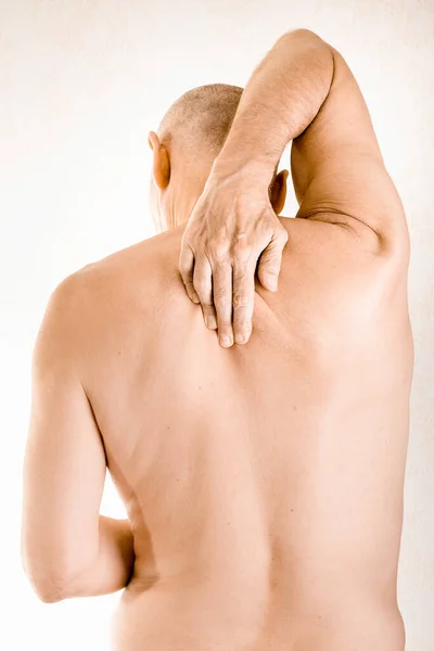 Hombre Que Sufre Dolor Las Vértebras Torácicas —  Fotos de Stock
