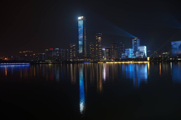 View of night city