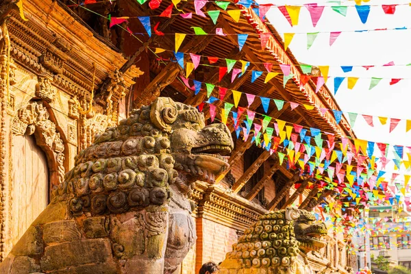 Patan Durbar Meydanı Nda Bayraklar Dekorasyonlar Düzenleniyor — Stok fotoğraf