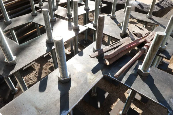 Construction Site Building Steel Structure Plates — ストック写真