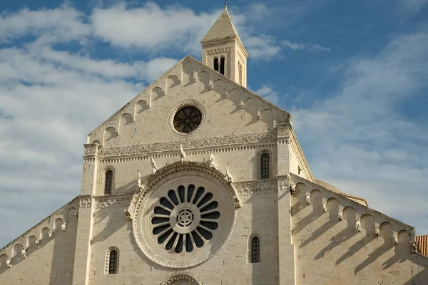 Facciata Della Cattedrale San Sabino Bari Pietra Calcarea — Foto Stock