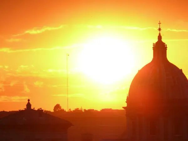 Skyline Setting Sun Rome Rooftops — Stock Photo, Image