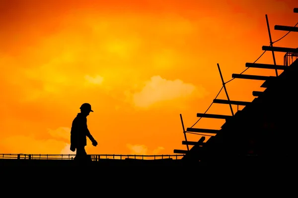 Trabalhador Construção Civil Trabalhando Canteiro Obras Para Equipes Construção Para — Fotografia de Stock