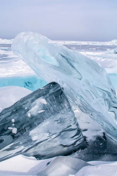 Ледяные Кубы Замерзшем Озере Озере Close — стоковое фото