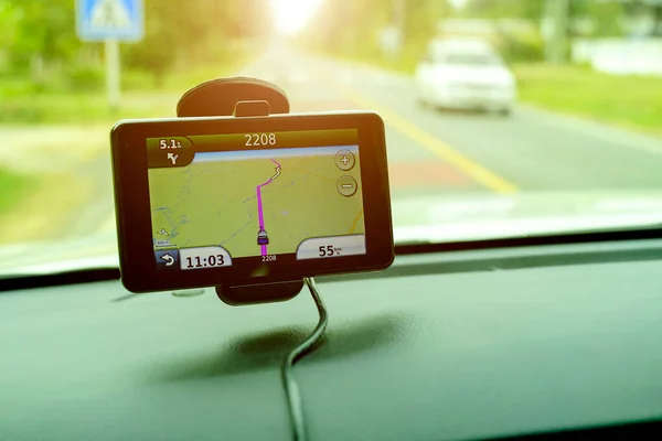 Gps导航在道路应用中的应用 — 图库照片