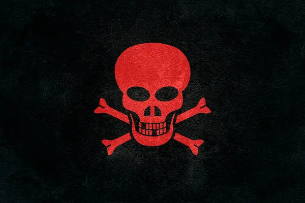 Illustration Depicting Red Skull Black Asphalt Background — Stock Photo, Image