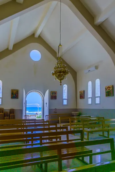 Kostel Řehoře Blízkosti Pláže Haifě — Stock fotografie