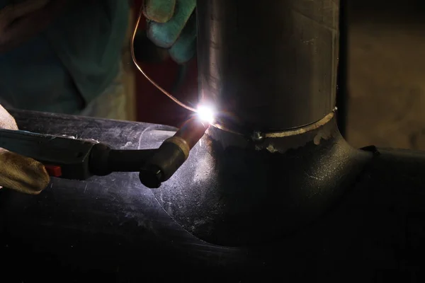 Welder Working Steel Industrial Factory — Stock Photo, Image