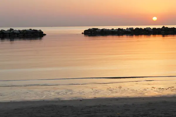 Piękny Zachód Słońca Plaży Miejsce Podróży Tle — Zdjęcie stockowe