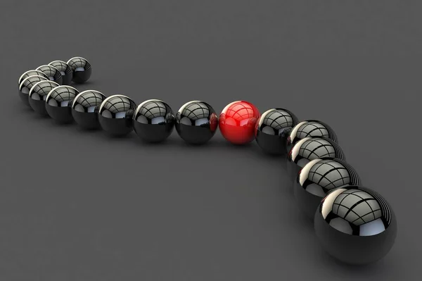 Illustration Red Ball Has Infiltrated Chain Black Balls Alien Object — Fotografia de Stock