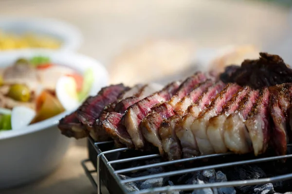 Steak Grill Outdoors — Stock Photo, Image