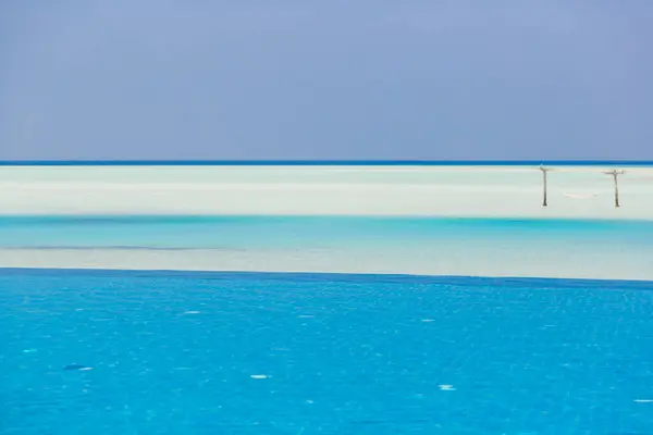 Amaca Nessun Luogo Alla Spiaggia Delle Maldive Sullo Sfondo — Foto Stock