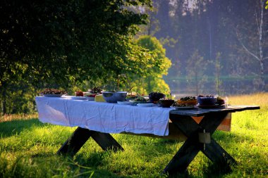 Yaz parkında yemek masası.