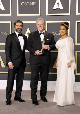 Donald Sylvester, Salma Hayek, Oscar Isaac, 92. Akademi Ödülleri - 9 Şubat 2020 'de ABD' nin Hollywood kentindeki Dolby Tiyatrosu 'nda düzenlenen Basın Odası