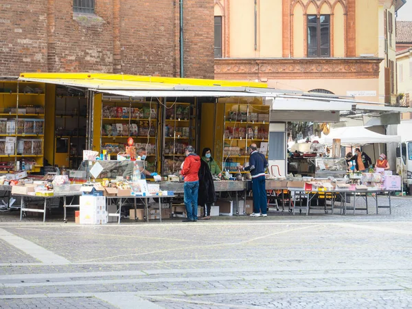 Cremona Lombardije Italië Mei 2020 Mensen Die Boodschappen Doen Tijdens — Stockfoto